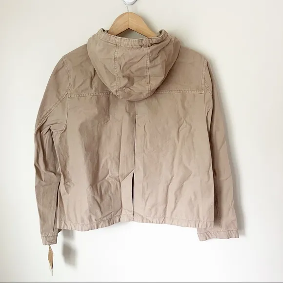 Levi's Hooded Crop Preppy Field Utility Cotton Jacket Khaki XL NWT
