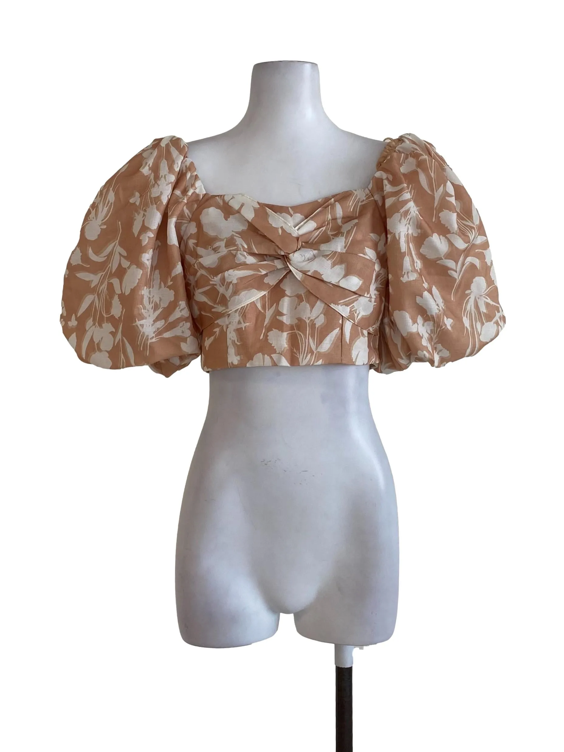 Light Sepia Floral Crop Top