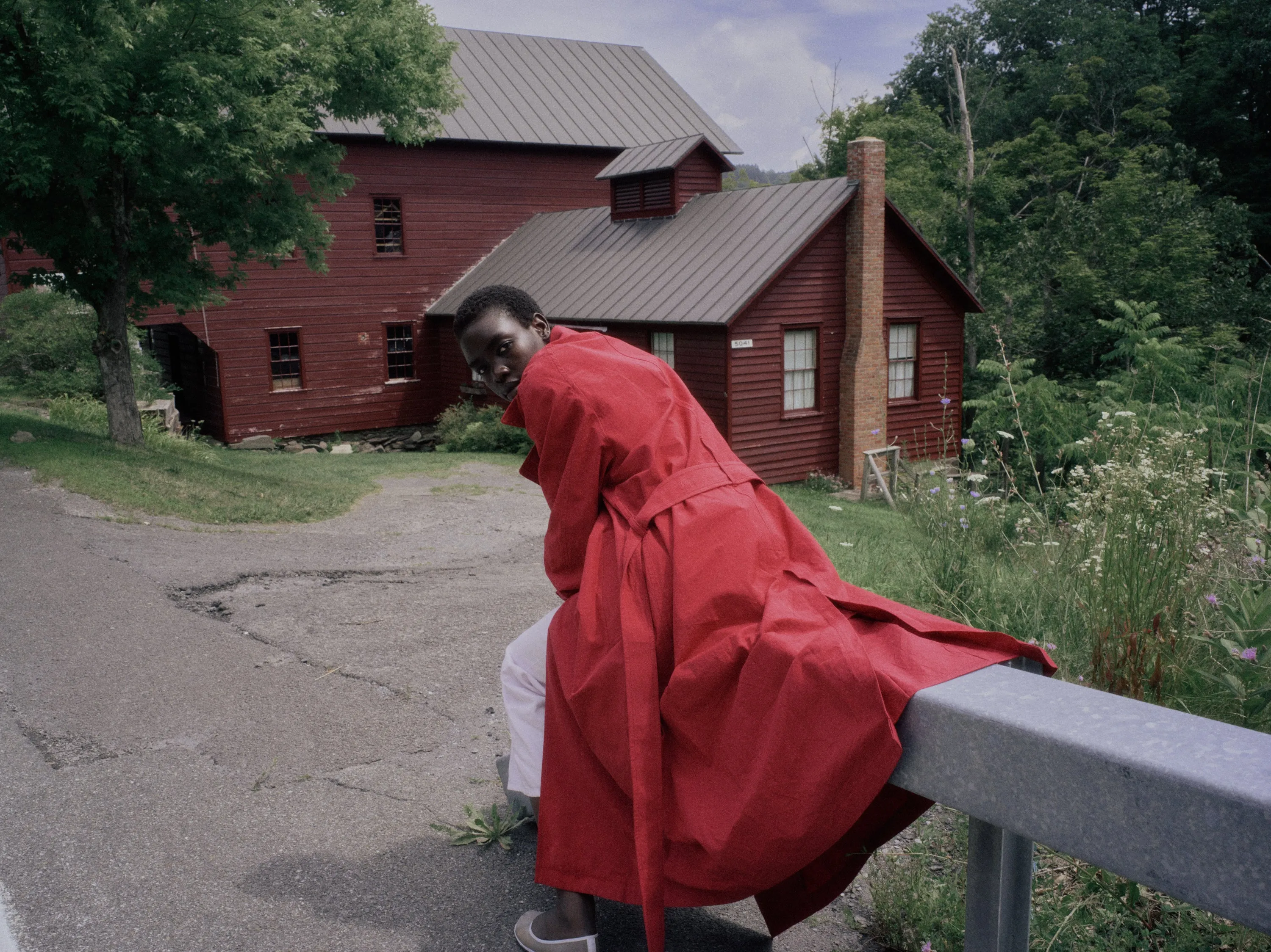 Light Trench Coat in Cherry