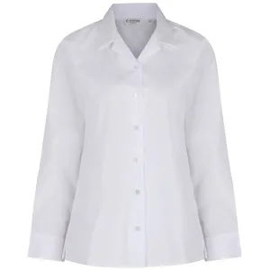 Long Sleeve Revere Collar Blouse (Twin Pack) White
