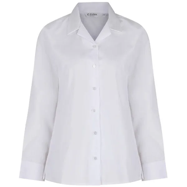 Long Sleeve Revere Collar Blouse (Twin Pack) White
