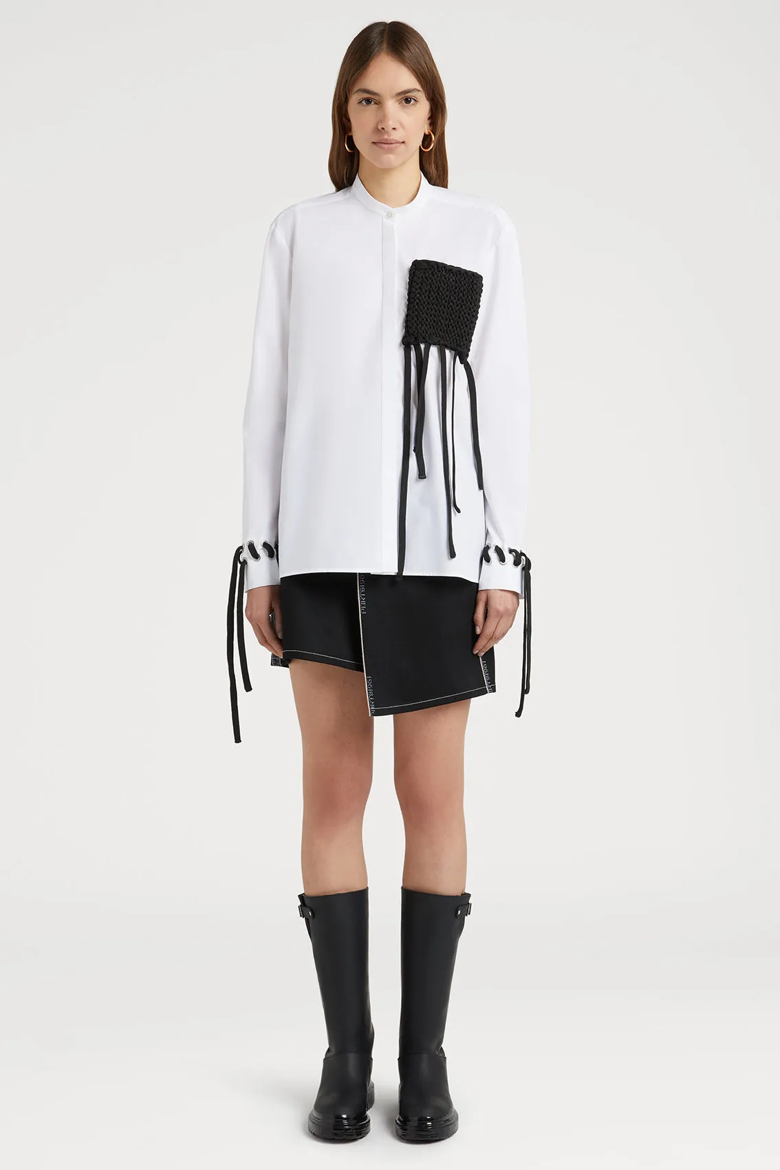 LONG SLEEVE SHIRT WITH LACE POCKET