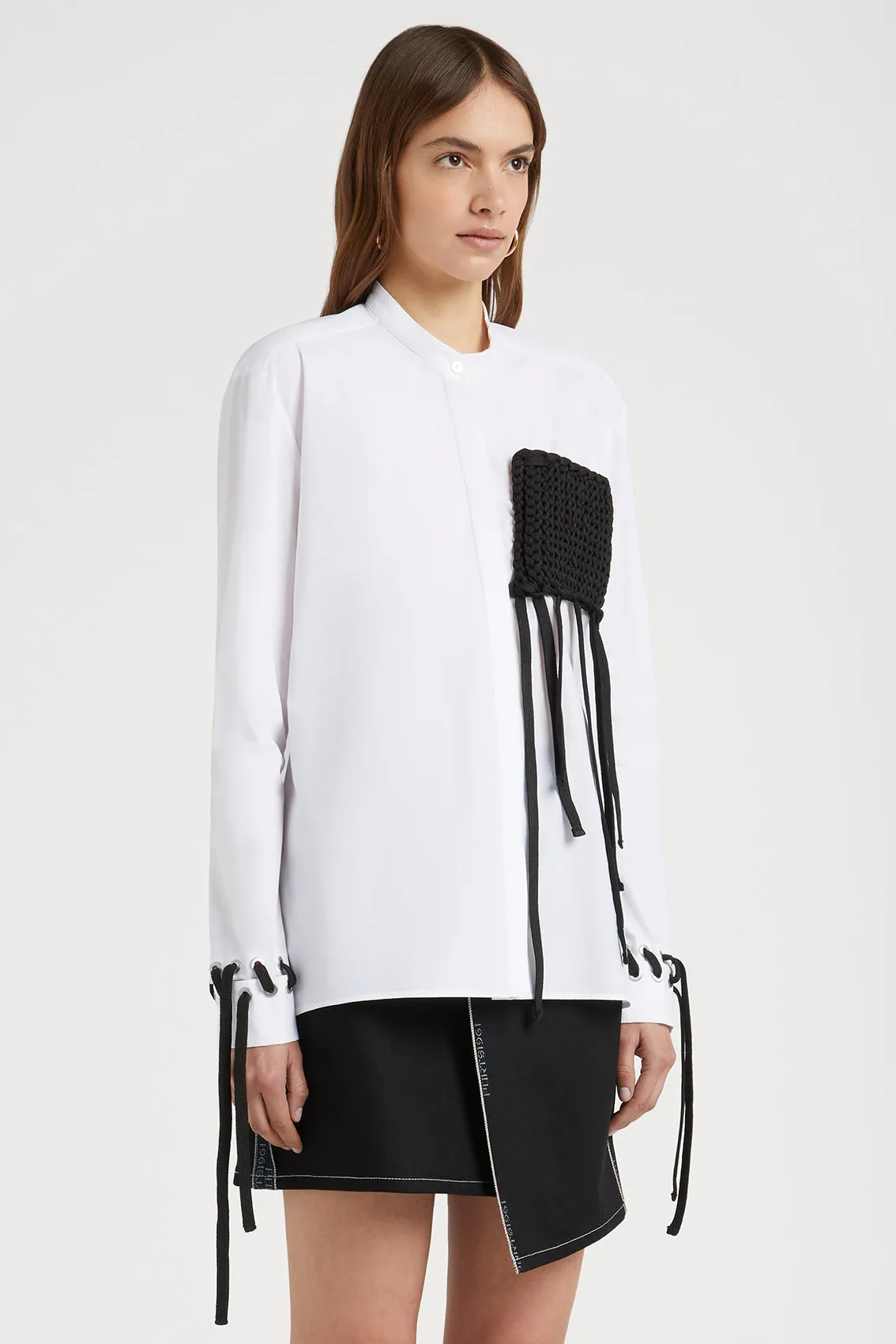 LONG SLEEVE SHIRT WITH LACE POCKET