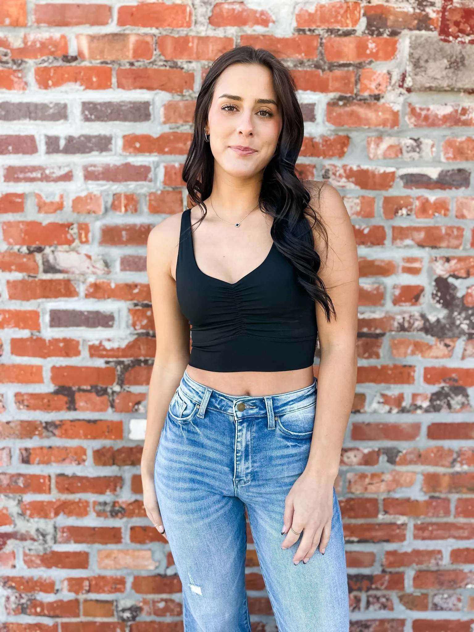 Loretta Long Line Bra Top - Black