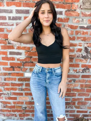 Loretta Long Line Bra Top - Black