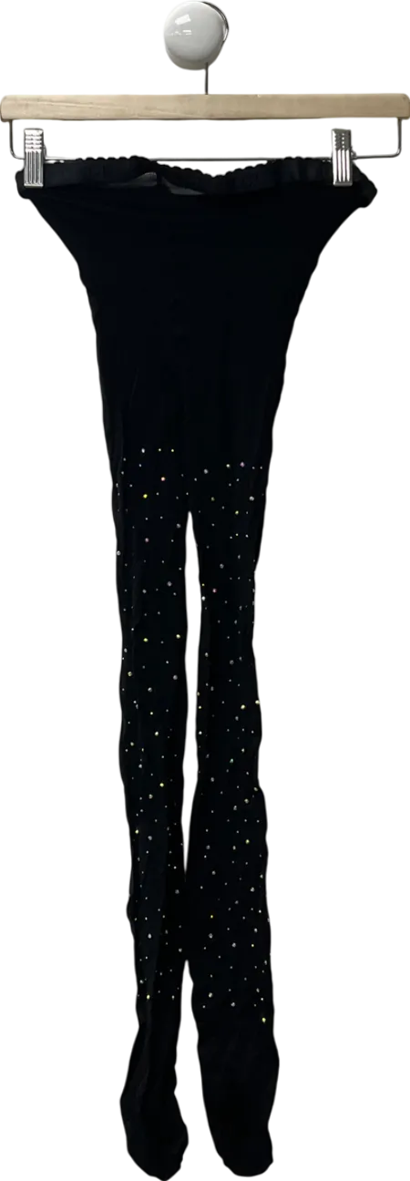 Lounge Black Diamanté Tights (40 Denier) UK S/M