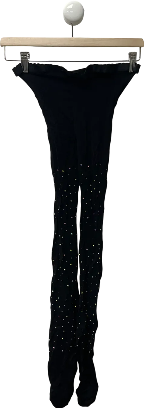Lounge Black Diamanté Tights (40 Denier) UK S/M