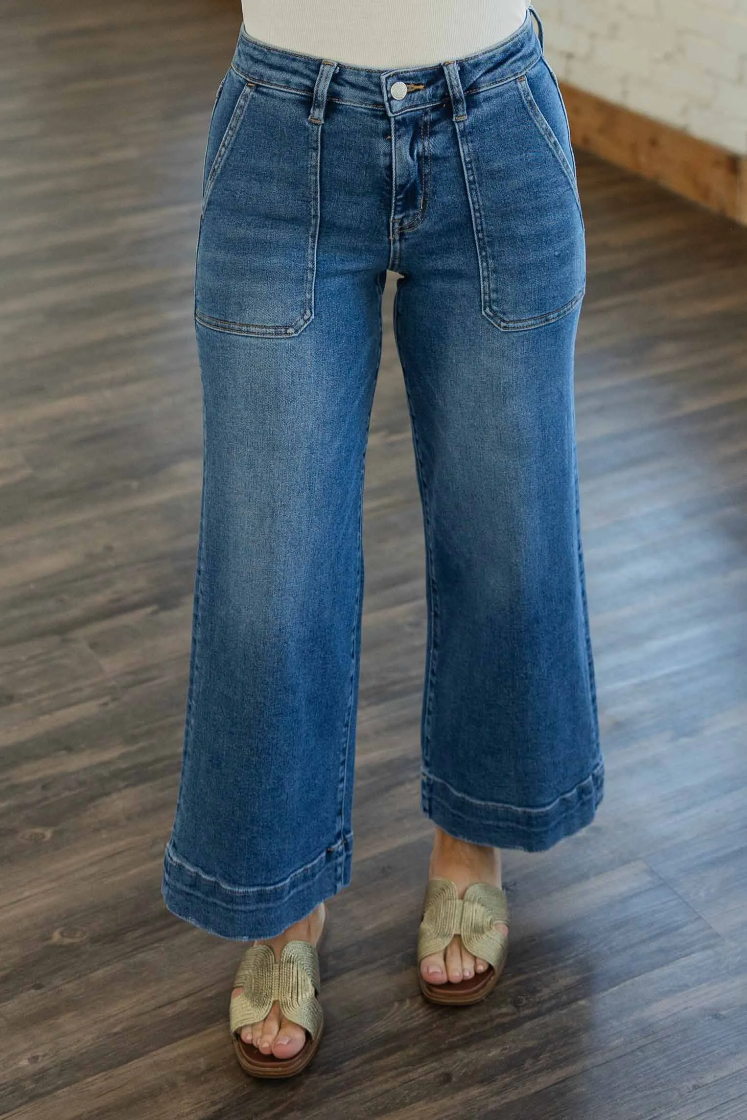 [LOVERVET] ARLETH HIGH RISE CROPPED WIDE LEG JEANS