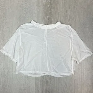 Lululemon Womens White Sheer Cropped Activewear T-Shirt Size M approx