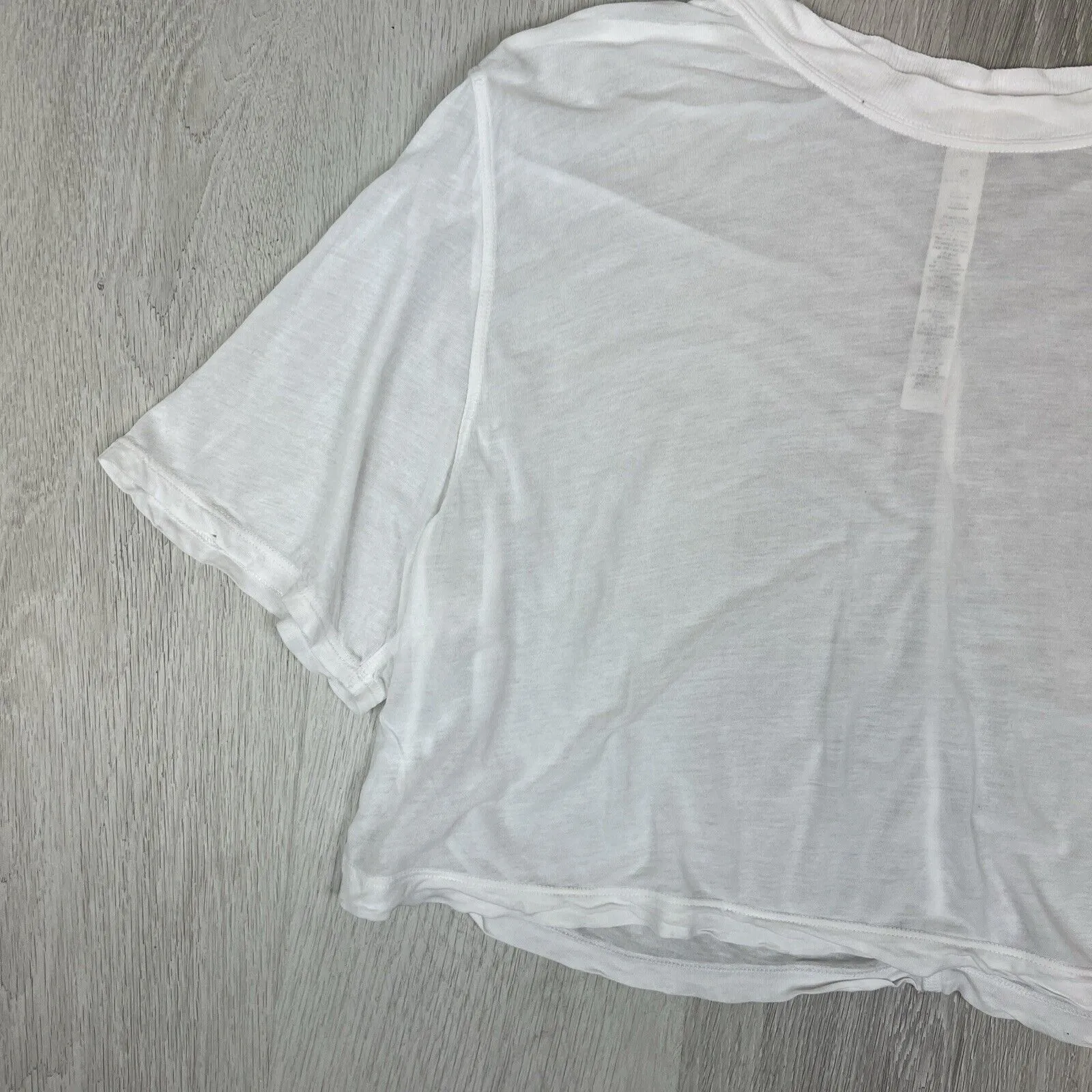 Lululemon Womens White Sheer Cropped Activewear T-Shirt Size M approx
