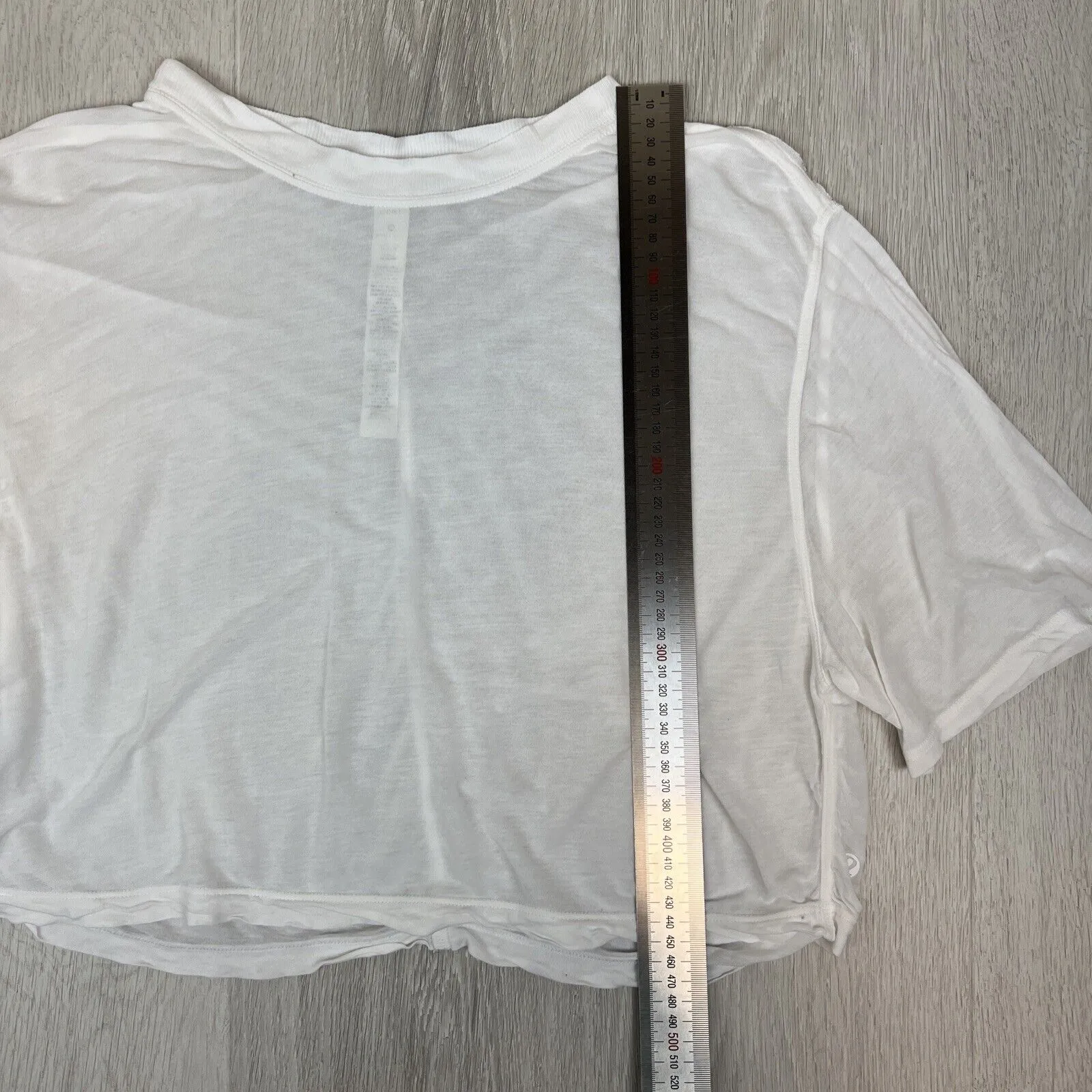 Lululemon Womens White Sheer Cropped Activewear T-Shirt Size M approx
