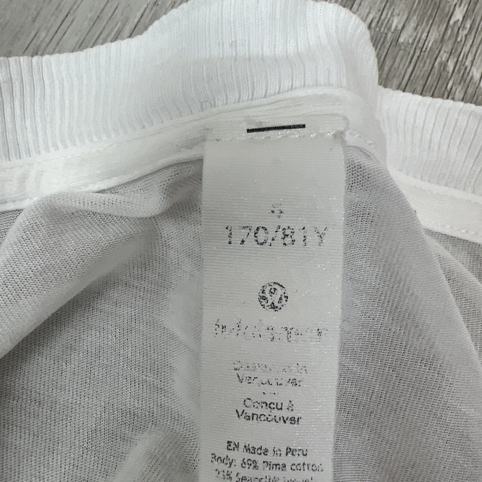 Lululemon Womens White Sheer Cropped Activewear T-Shirt Size M approx