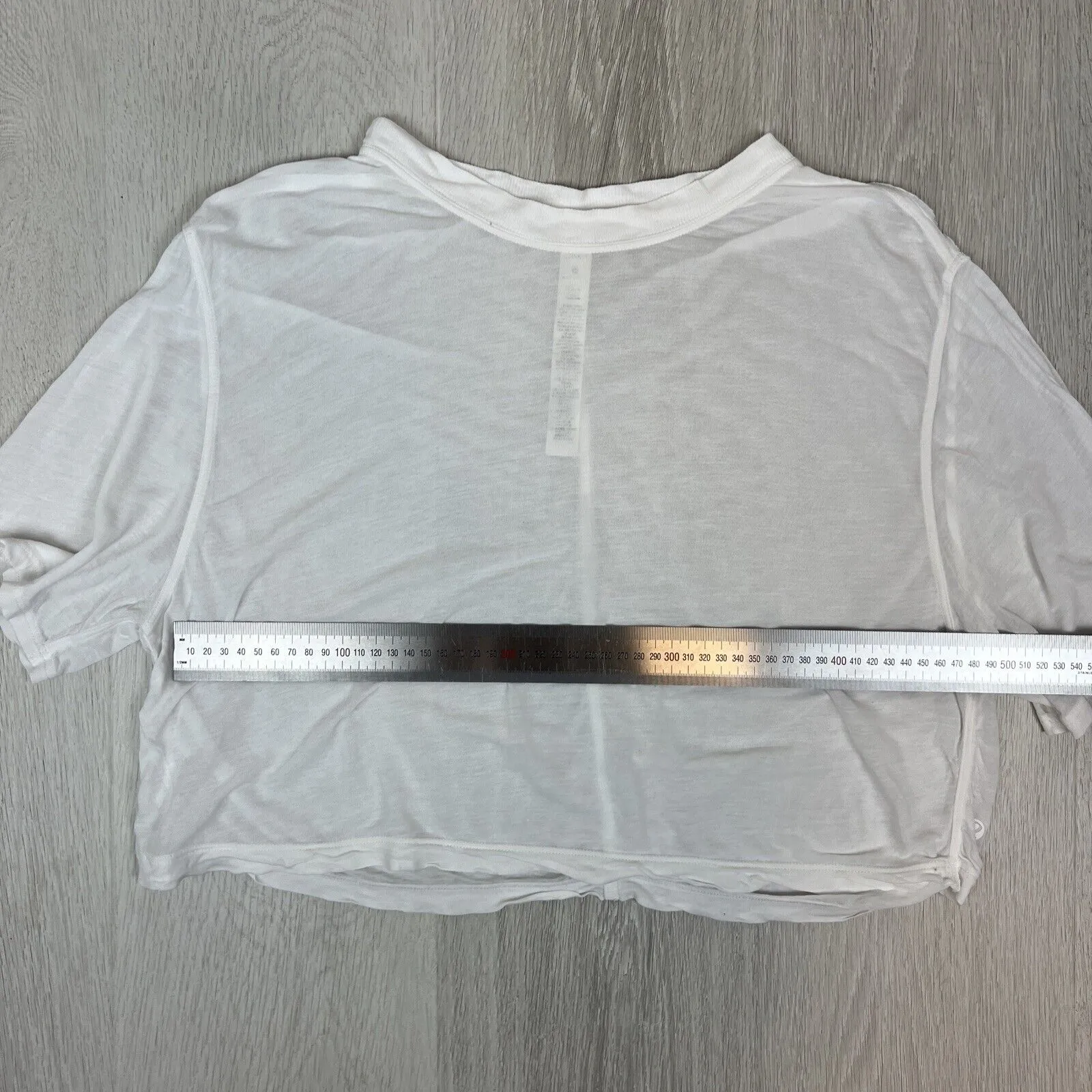 Lululemon Womens White Sheer Cropped Activewear T-Shirt Size M approx