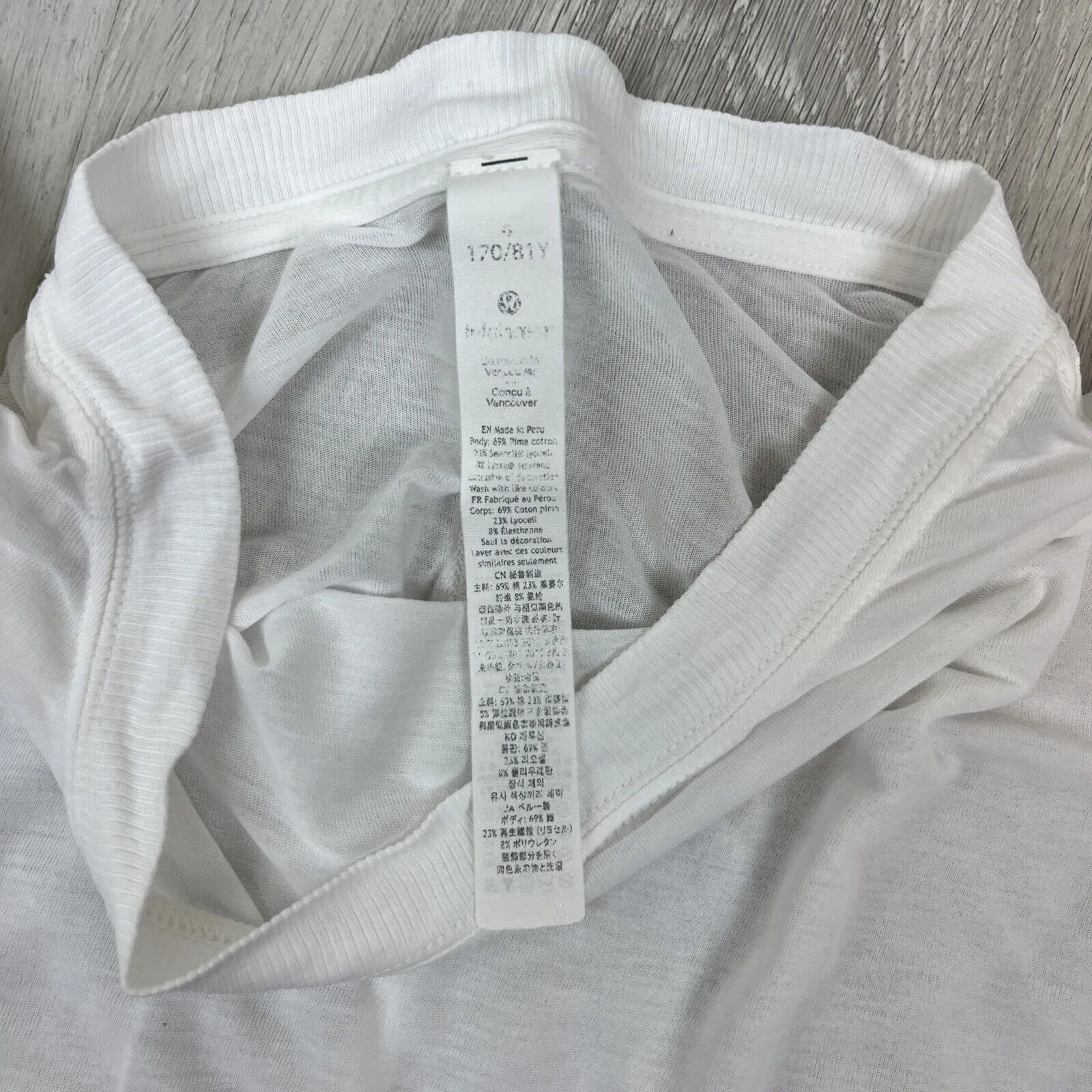 Lululemon Womens White Sheer Cropped Activewear T-Shirt Size M approx