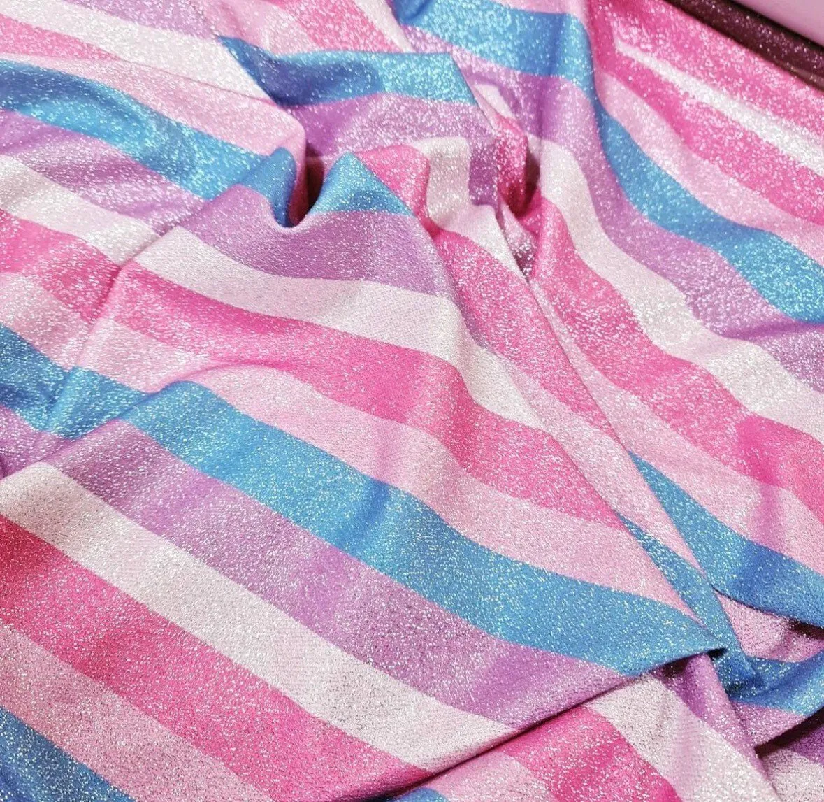 Lurex Striped Glitter Fabric - 4-Way Stretch Material