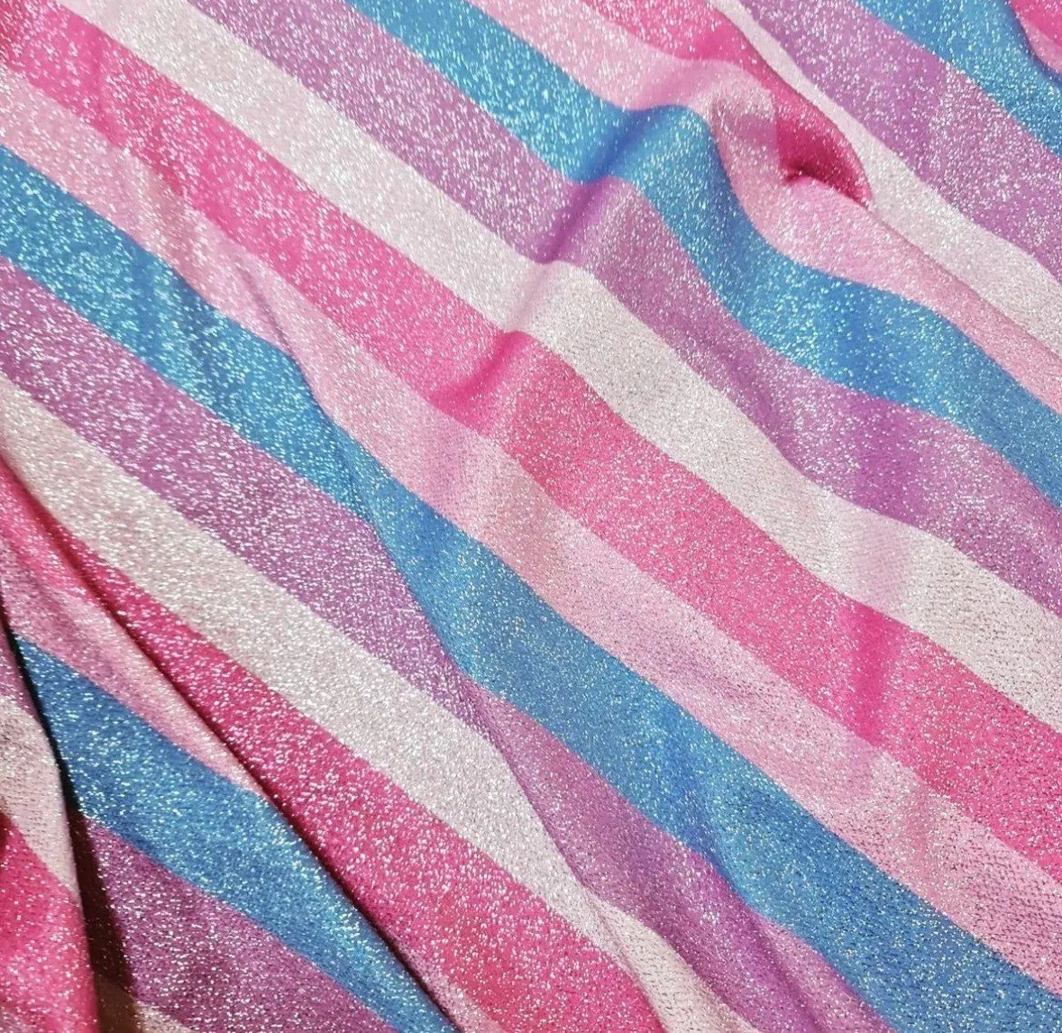 Lurex Striped Glitter Fabric - 4-Way Stretch Material