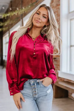 Marjorie Long Sleeve Velvet Blouse Liam & Company