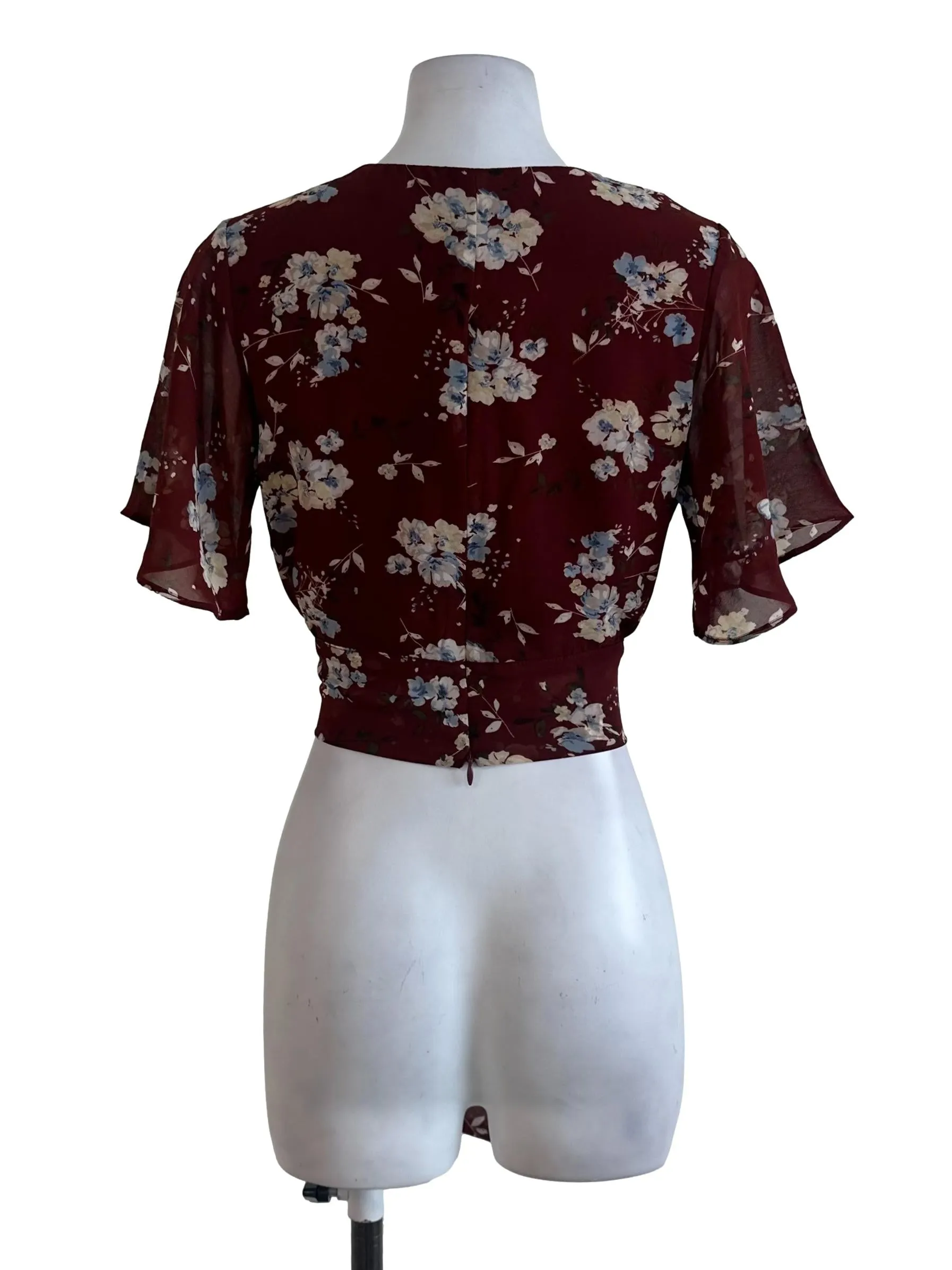 Maroon Red Floral Top
