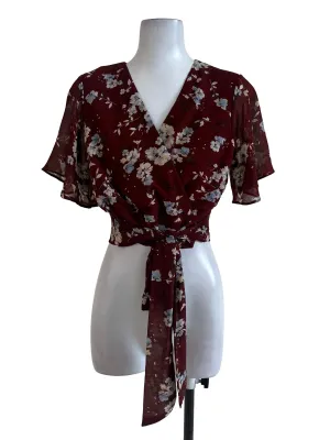 Maroon Red Floral Top