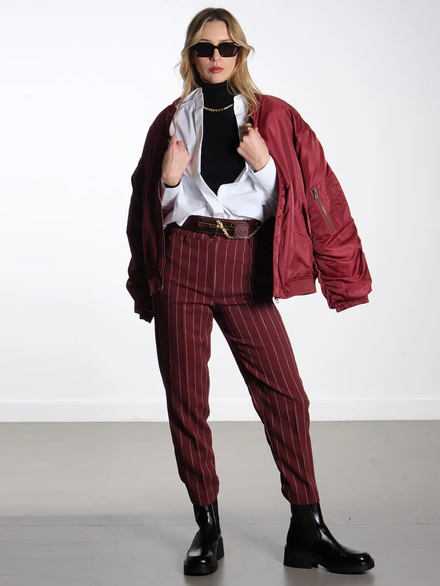 Mary Oversized Bomber Jacket - Cabernet