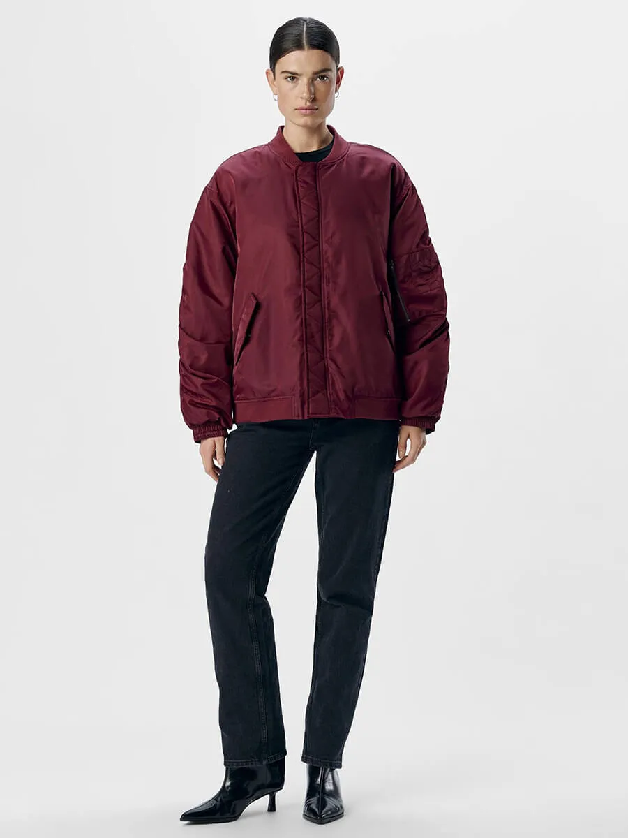 Mary Oversized Bomber Jacket - Cabernet