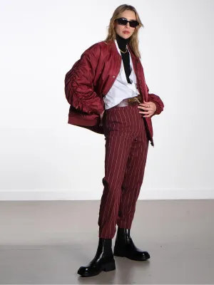 Mary Oversized Bomber Jacket - Cabernet
