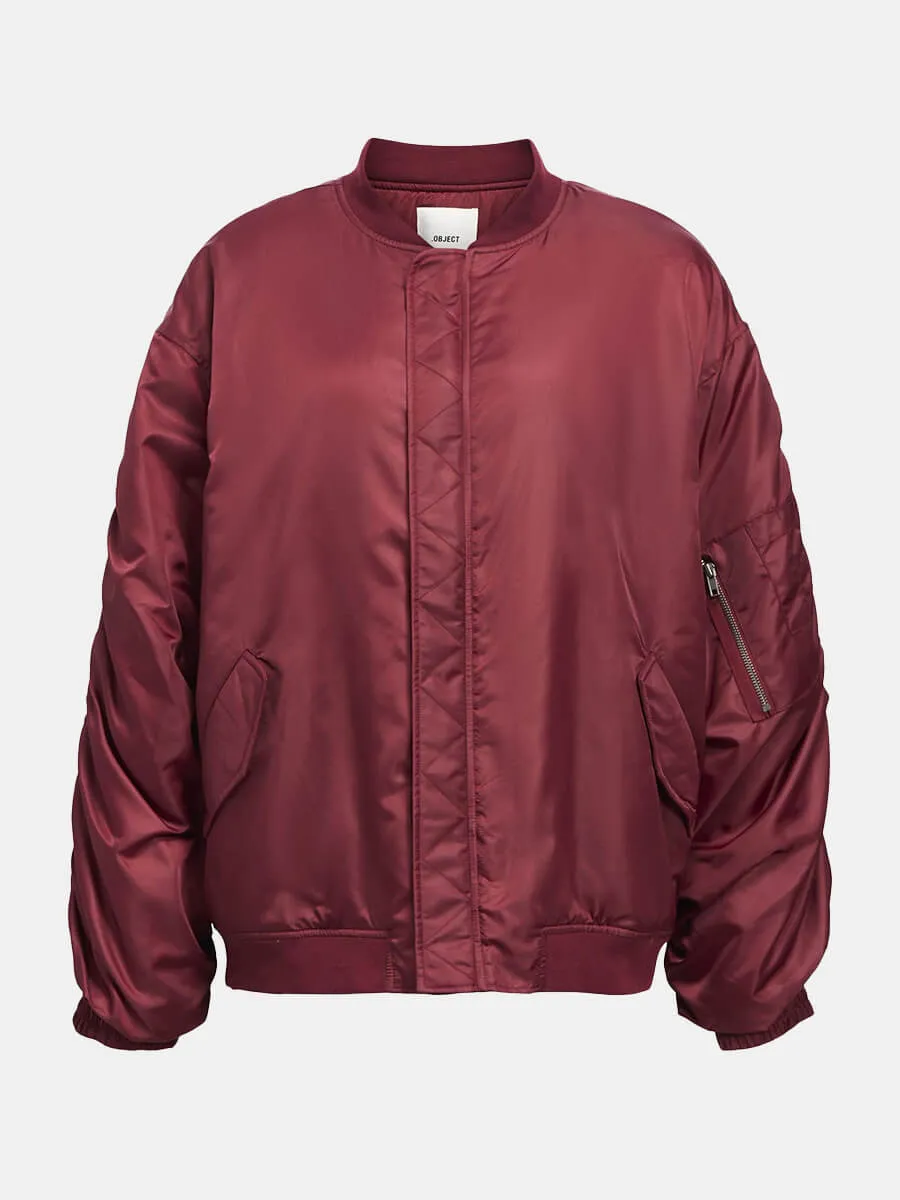 Mary Oversized Bomber Jacket - Cabernet