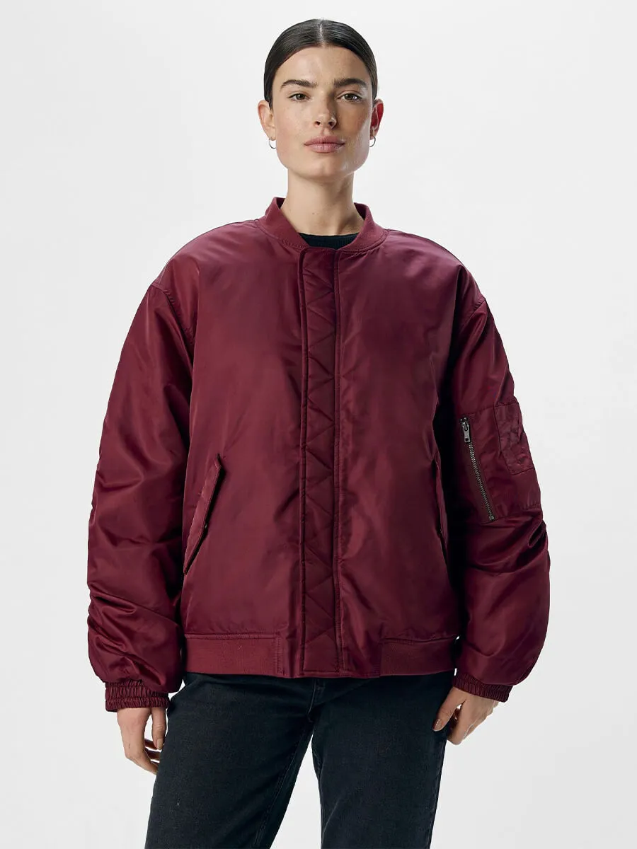 Mary Oversized Bomber Jacket - Cabernet