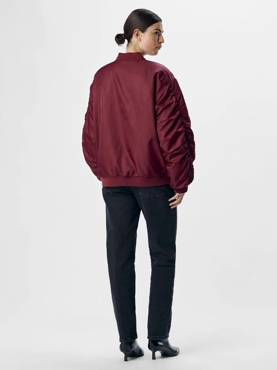 Mary Oversized Bomber Jacket - Cabernet