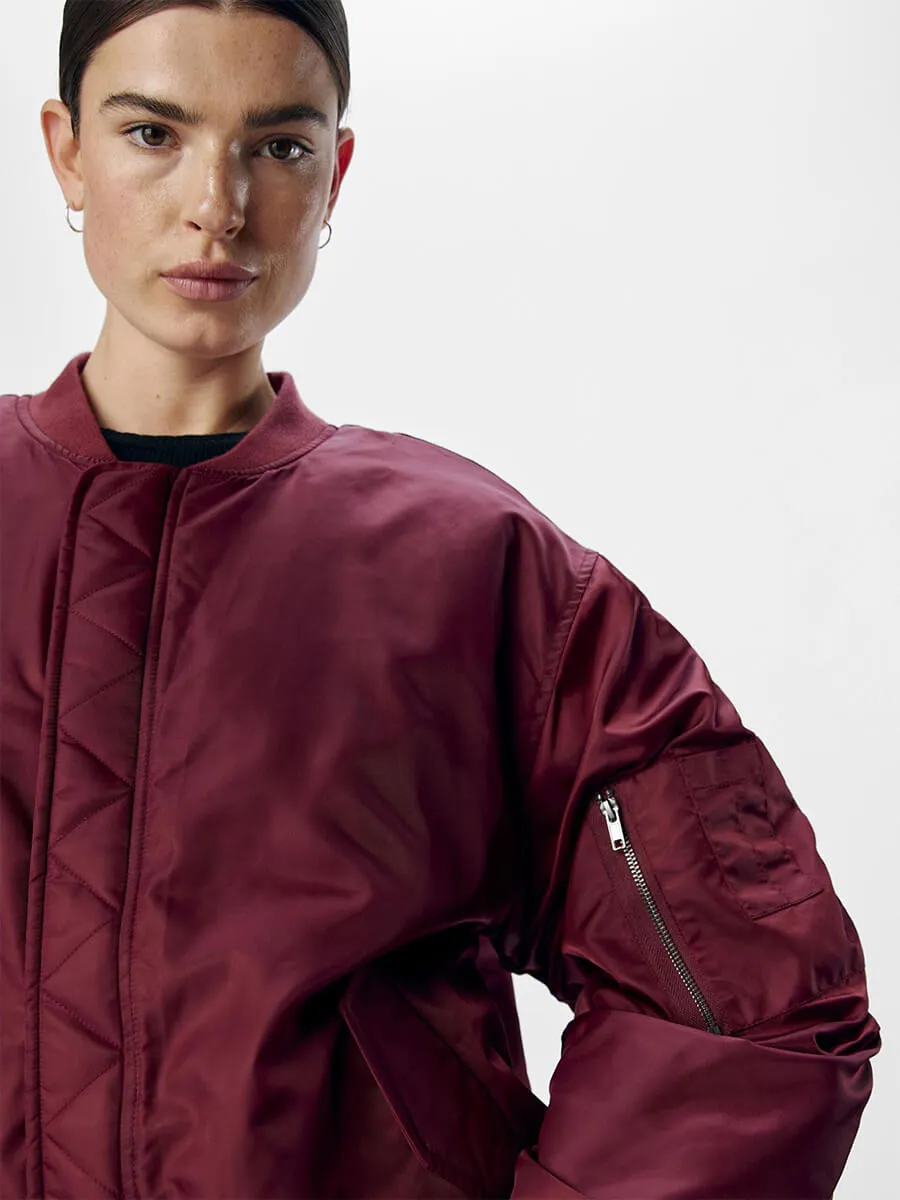 Mary Oversized Bomber Jacket - Cabernet