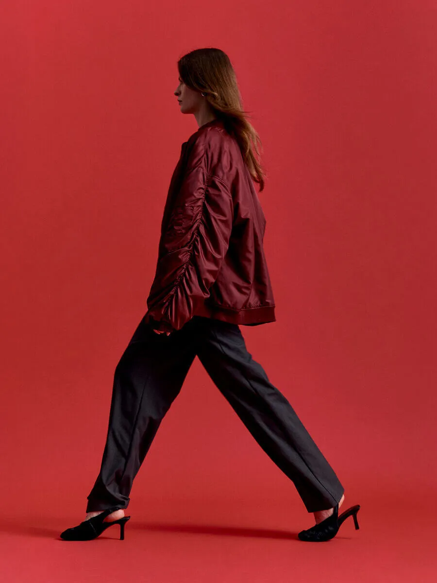 Mary Oversized Bomber Jacket - Cabernet