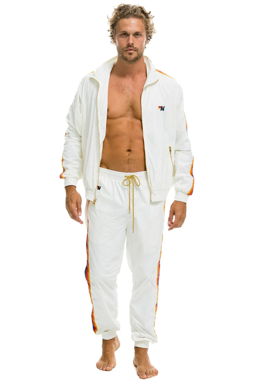 MEN'S 4 STRIPE WINDBREAKER - WHITE