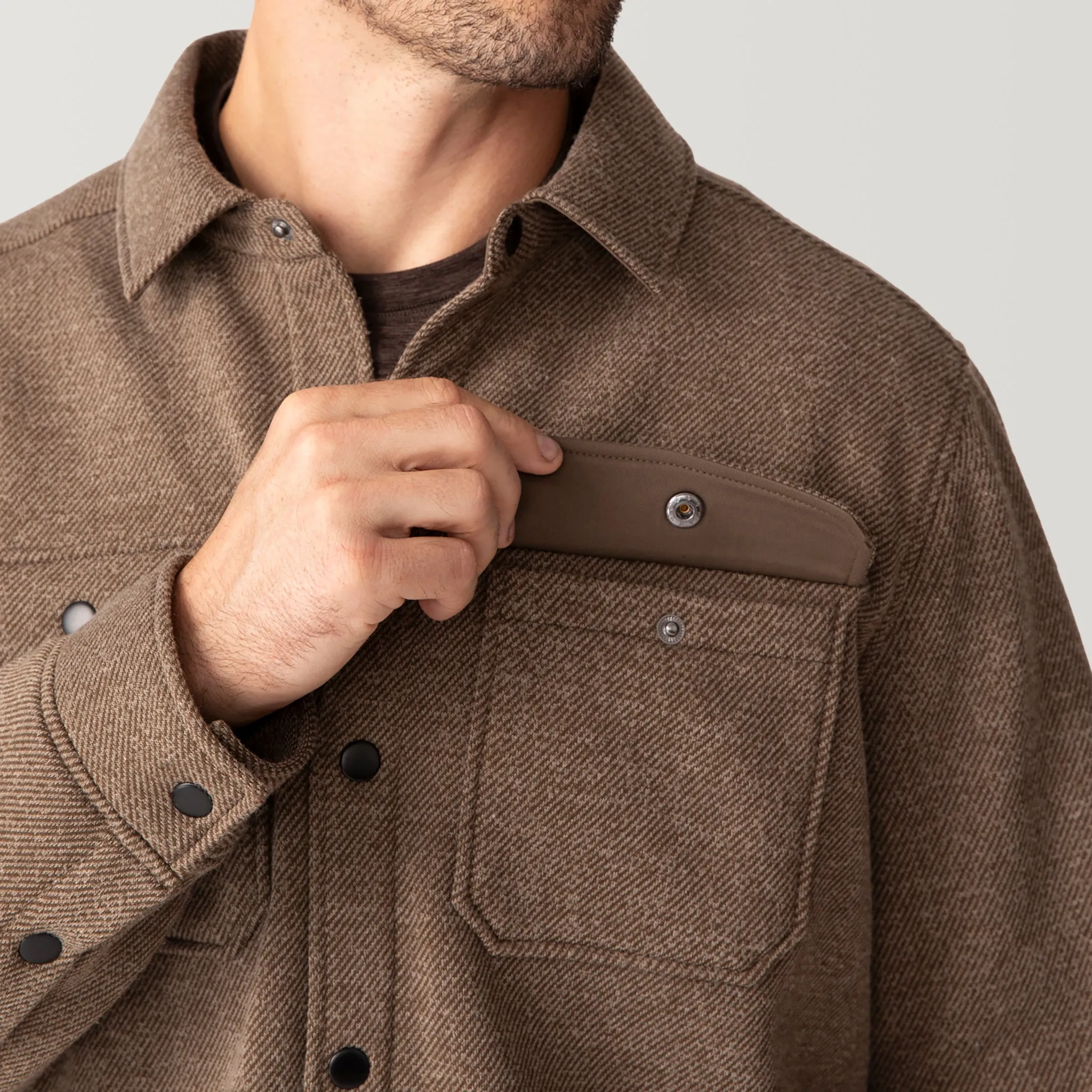 Men's Fleece Twill Snap Front Shirt