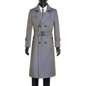 Men's Long Trench Coat Over the Knee K-Style Autumn Winter Outwear Fashion Trendy Overcoat