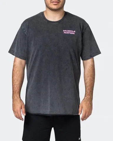 Mens MN Graffiti Oversized Heavy Vintage Tee - Washed Black