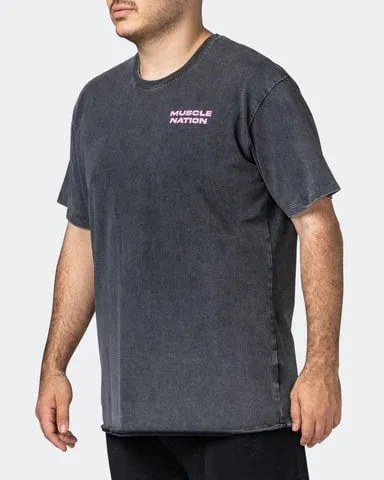 Mens MN Graffiti Oversized Heavy Vintage Tee - Washed Black