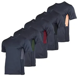 Men's Quick Dry Fit Dri-Fit Short Sleeve Active Wear Training Athletic Essentials Crew T-Shirt Fitness Gym Wicking Tee Workout Casual Sports Running Tennis Exercise Undershirt Top - 5 Pack,Set 7-S