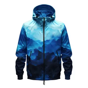 Mens Windbreaker Jackets Ocean Pattern Lightweight Outdoor Casual Rain Protection Waterproof Nylon Hooded Windbreaker Ocean Jackets