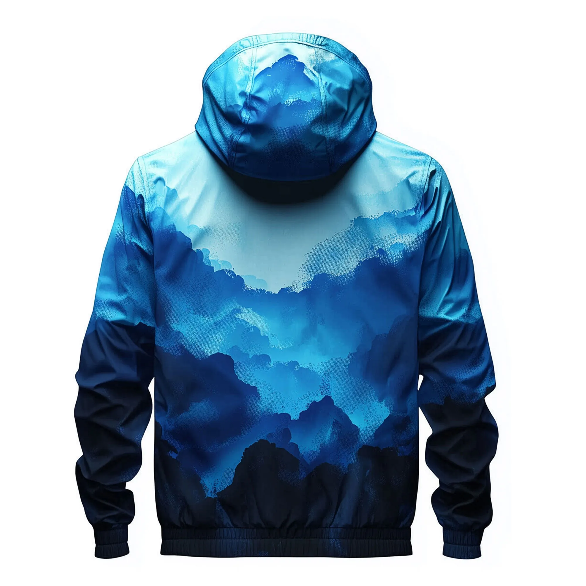 Mens Windbreaker Jackets Ocean Pattern Lightweight Outdoor Casual Rain Protection Waterproof Nylon Hooded Windbreaker Ocean Jackets