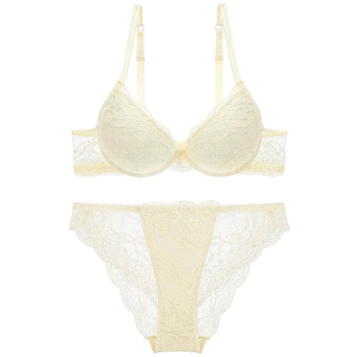 Mesh Scalloped Lace Detailed Double Strap Panty Set
