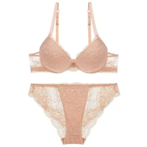 Mesh Scalloped Lace Detailed Double Strap Panty Set