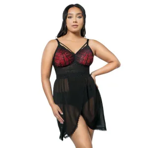 Mia Lace Wire-Free Lace Chemise - Black -