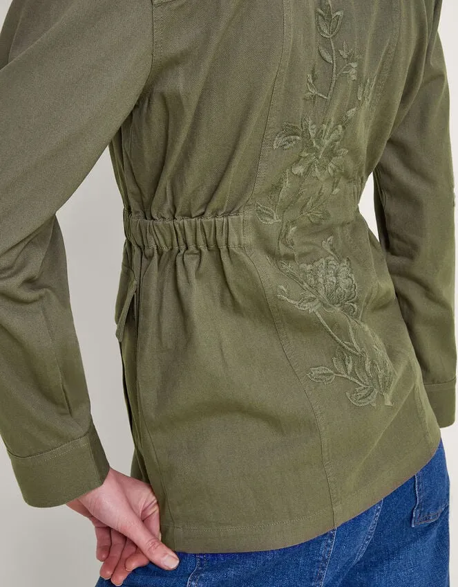 Monsoon Green Embroidered Utility Jacket UK M