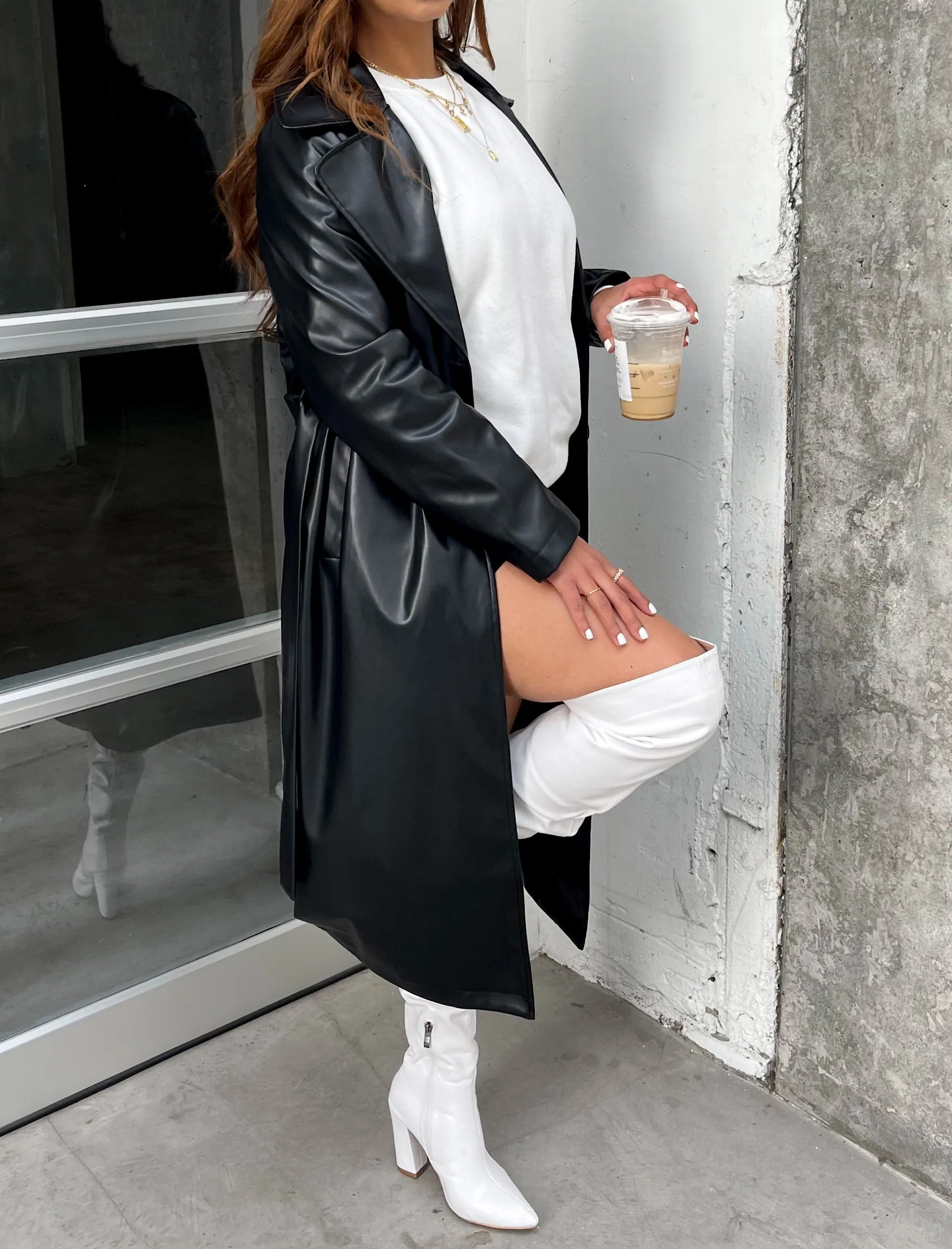Moonlight Leather Trench Coat