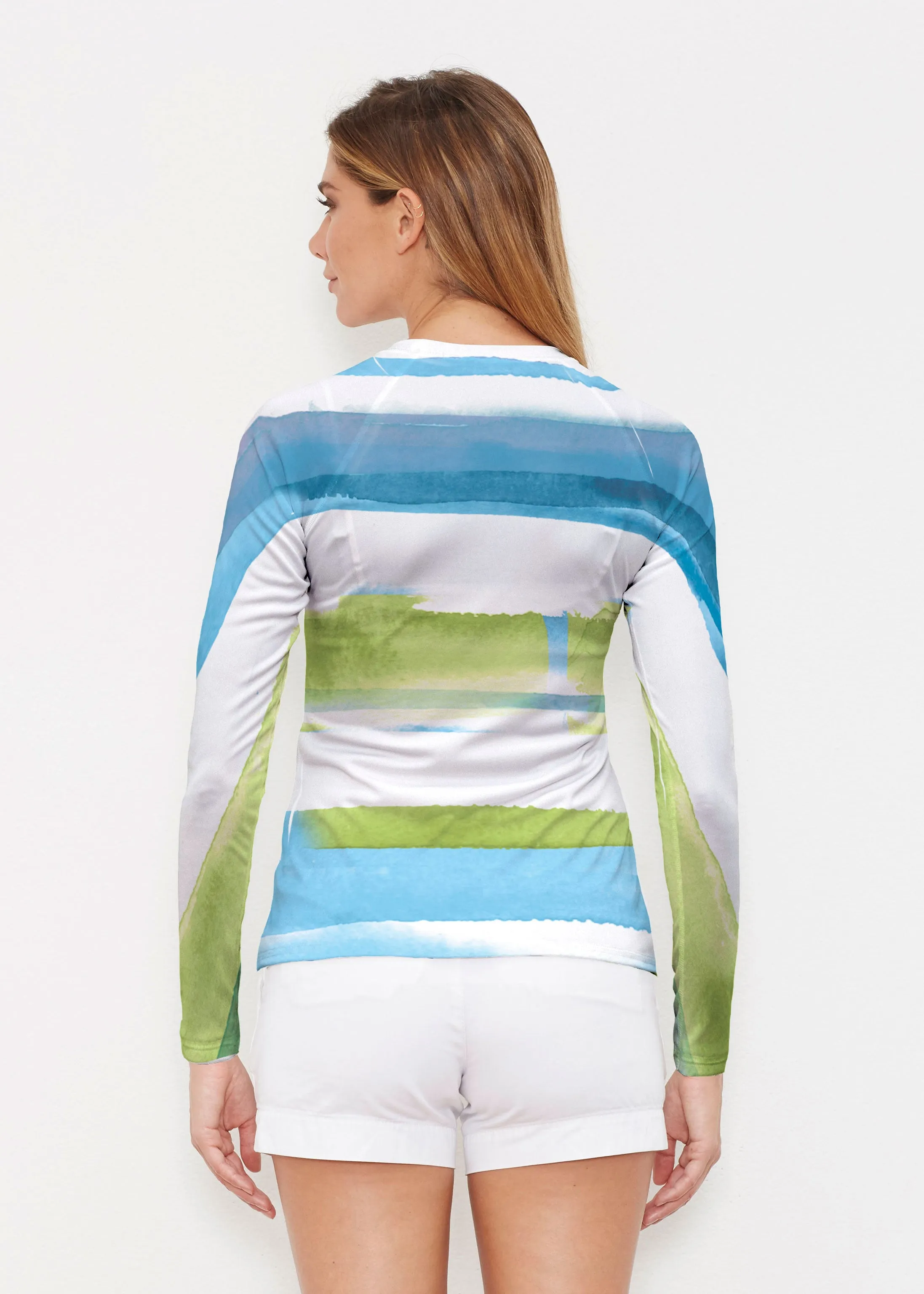 Multi Stripe Blue (7843) ~ Long Sleeve Rash Guard