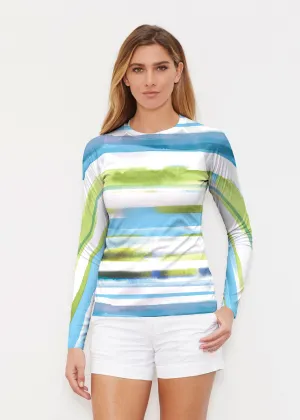 Multi Stripe Blue (7843) ~ Long Sleeve Rash Guard