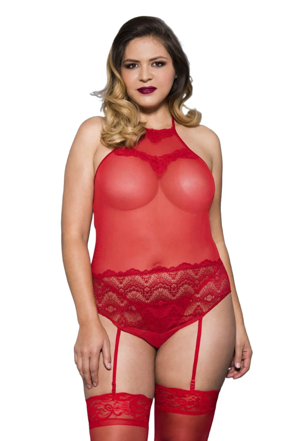 Music Legs Plus Size Teddy Red 20050Q