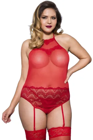 Music Legs Plus Size Teddy Red 20050Q