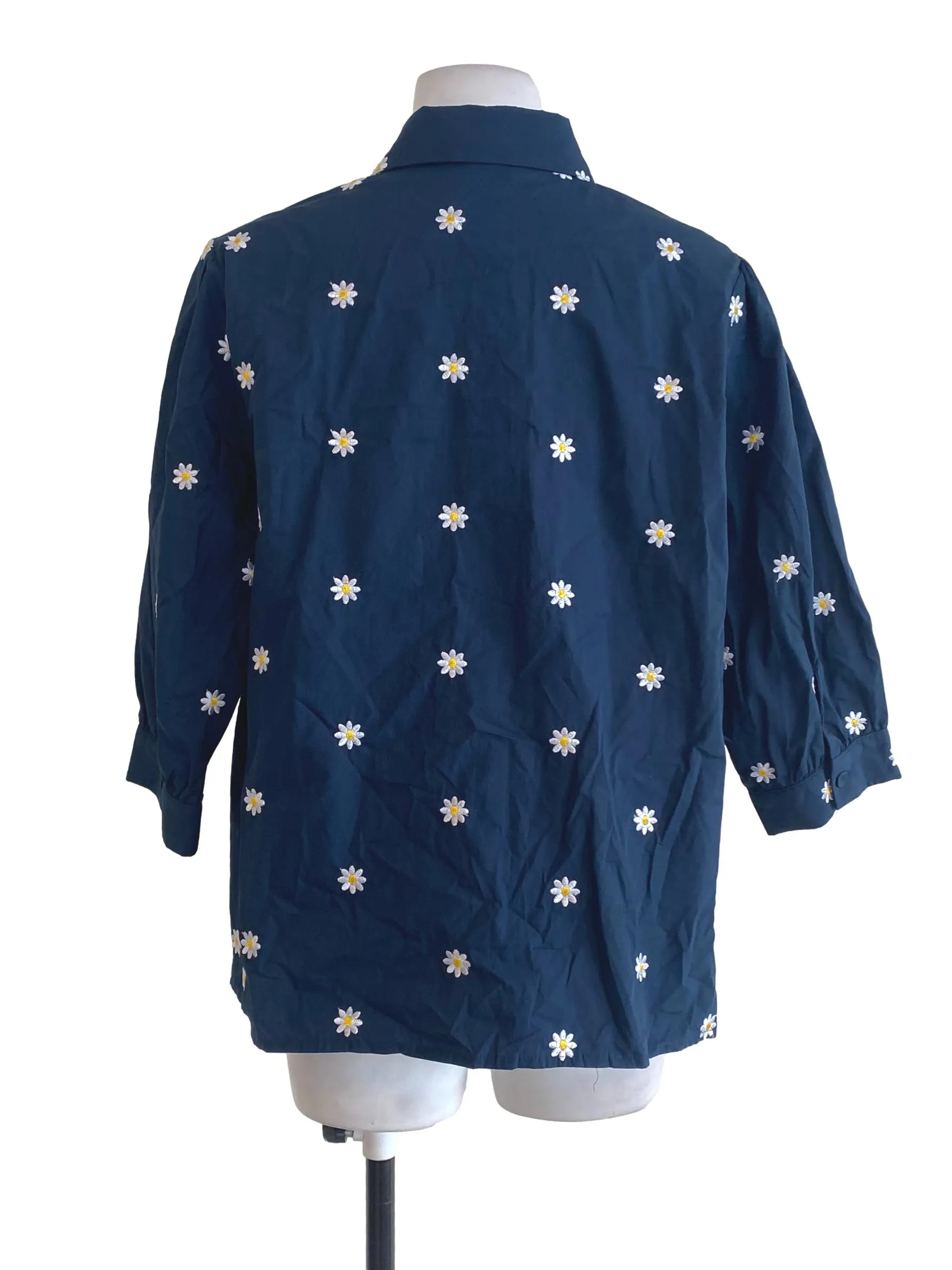 Navy Blue Floral Blouse TCL