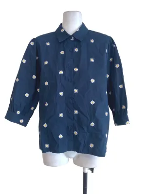 Navy Blue Floral Blouse TCL
